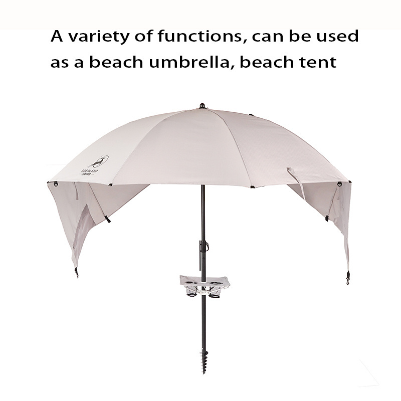 Portable Family Outdoor Canopy Jacquard Polyester 2.6M Beach Umbrella Tent with Luxury Features