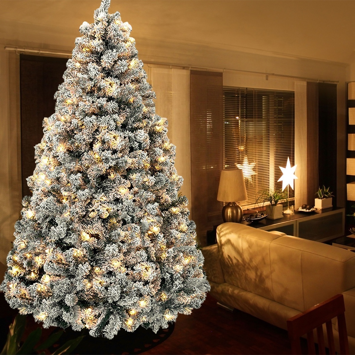 6FT foldable quick set white Snow flocked artifical pop up felt iron base christmas trees