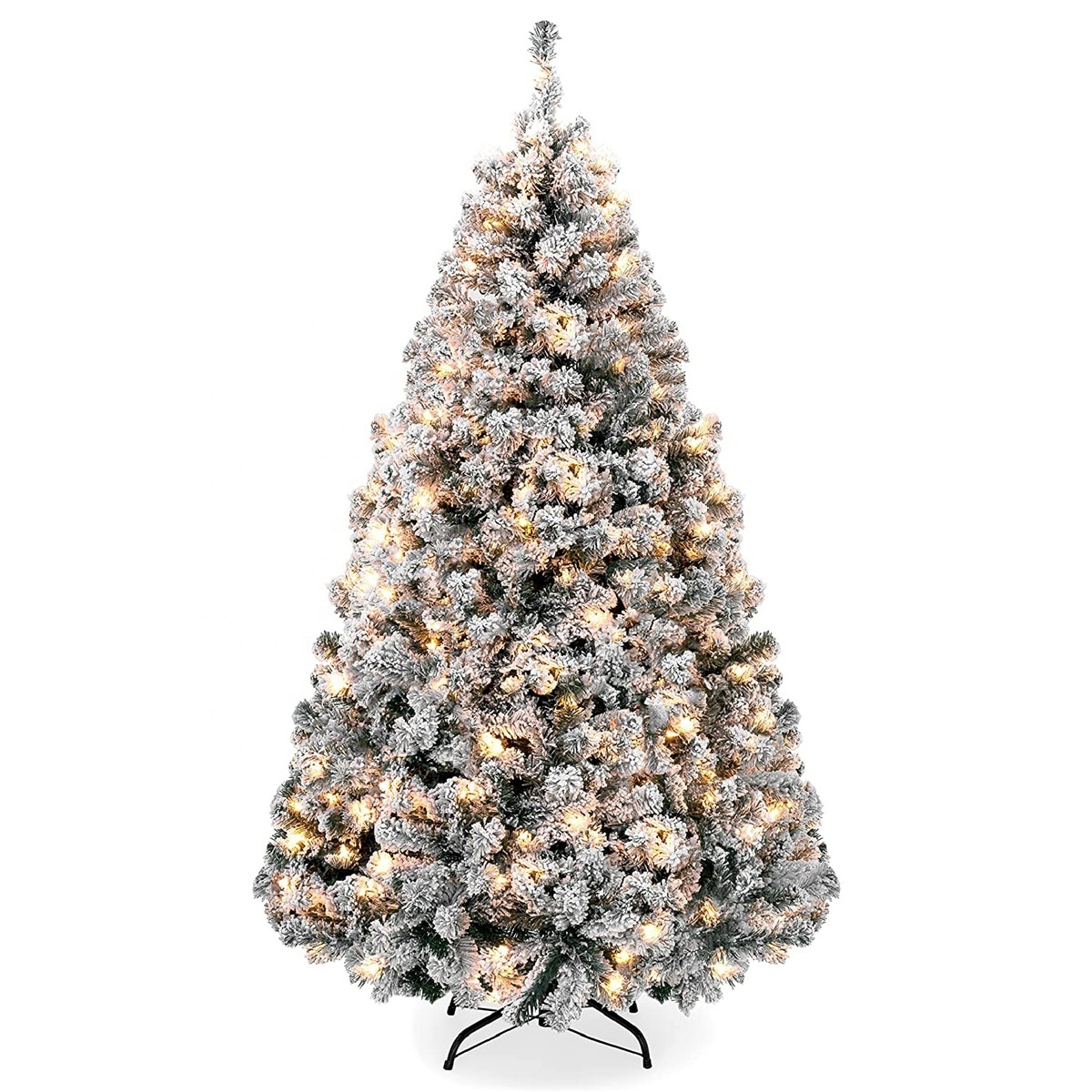 7FT foldable quick set white Snow flocked artifical pop up felt iron base christmas trees