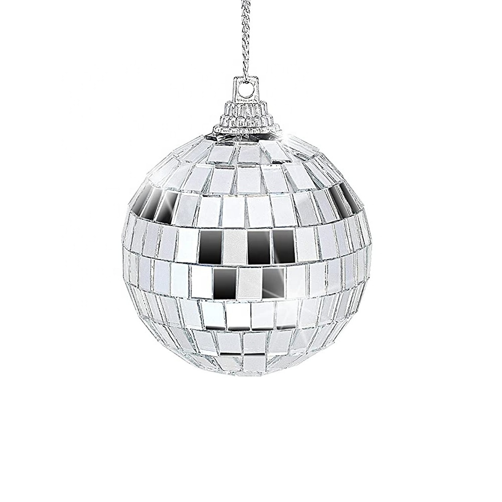 Xmas Party Supplies 3CM-80CM Laser Gold Silver Glass Ball Hanging Tree Decoration Christmas Disco Mirror Balls