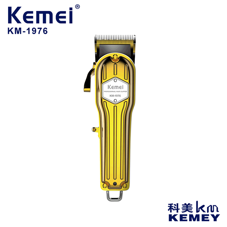 Barber KM-1976 Gold Metal Body Carbon Steel Knife Head Adjustable Knife Head Rechargeable Electric Pusher wholesale