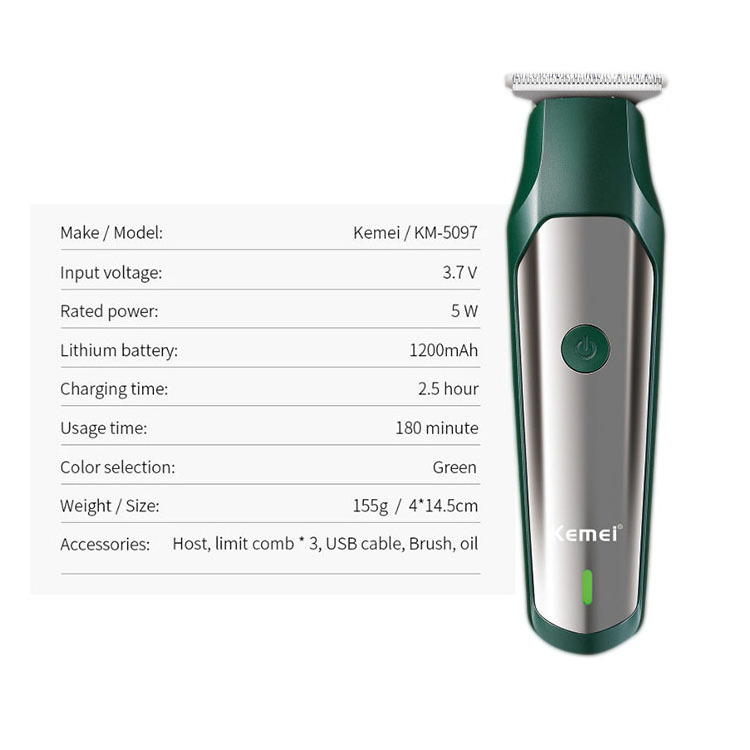 KM-5097 Electric clippers oil head carving clippers small and portable USB fast charging lithium battery hair clippers wholesale