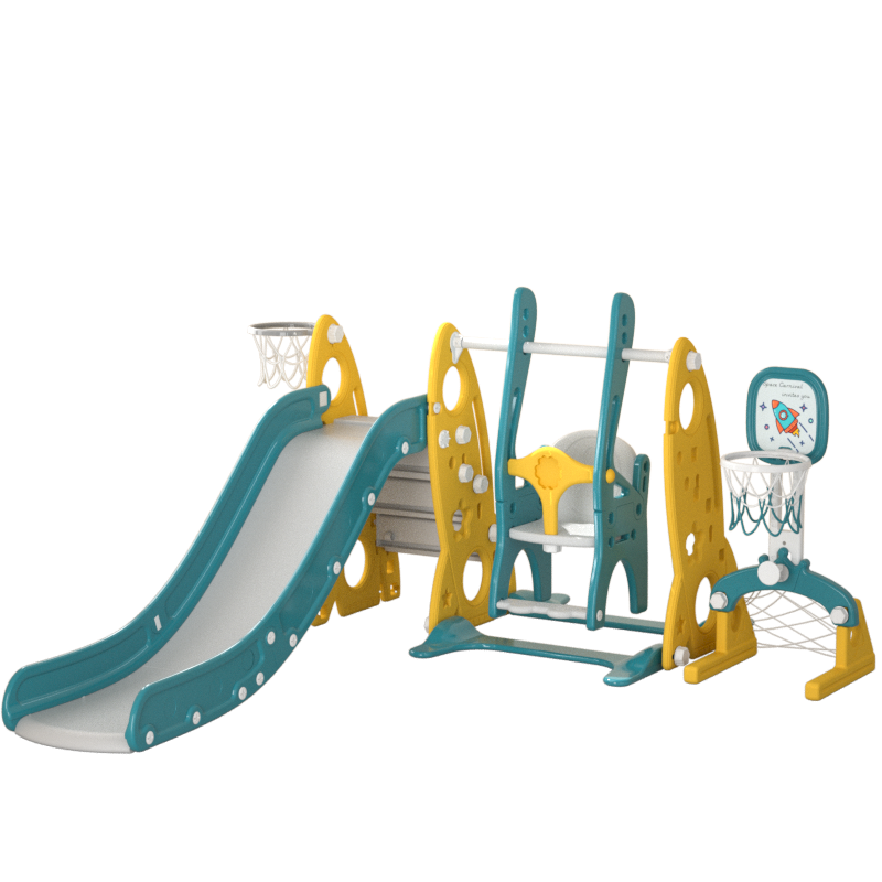 Feiqitoy Stable And Strong Carrying Capacity Hot Sale Plastic Children Toys Kids Baby Indoor Slide With Swing Set Playground