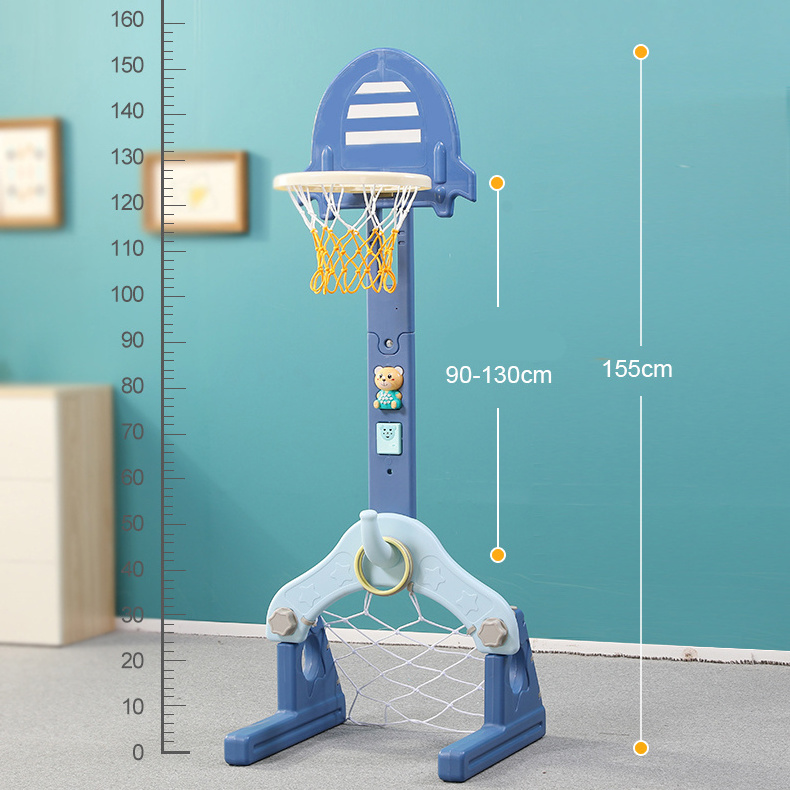 Feiqitoy Removable children plastic adjustable 3 in 1 indoor custom kids mini rack portable baby ring toy stands basketball hoop