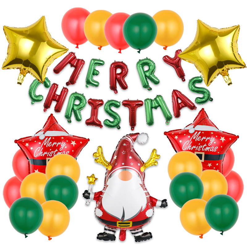 Christmas Scene Decoration Flags Snowflake Balloons Christmas Party Decoration Aluminum Balloon Set