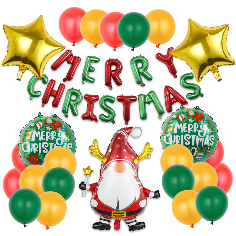 Christmas Scene Decoration Flags Snowflake Balloons Christmas Party Decoration Aluminum Balloon Set