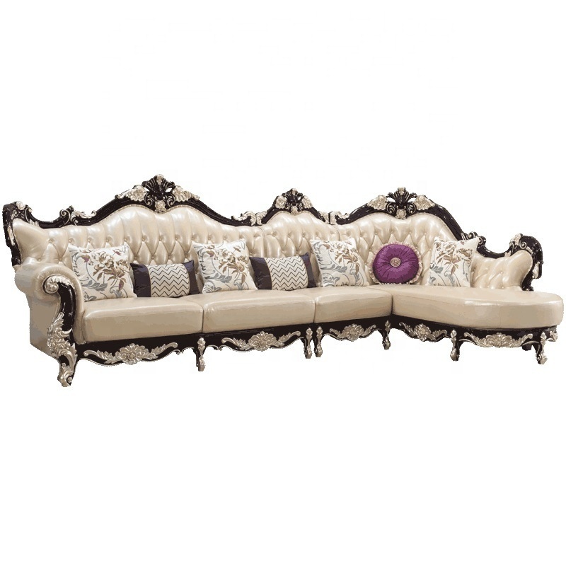 Latest Designed Luxury Wedding Furniture Gold Color L-shaped Wedding Leather Sofa