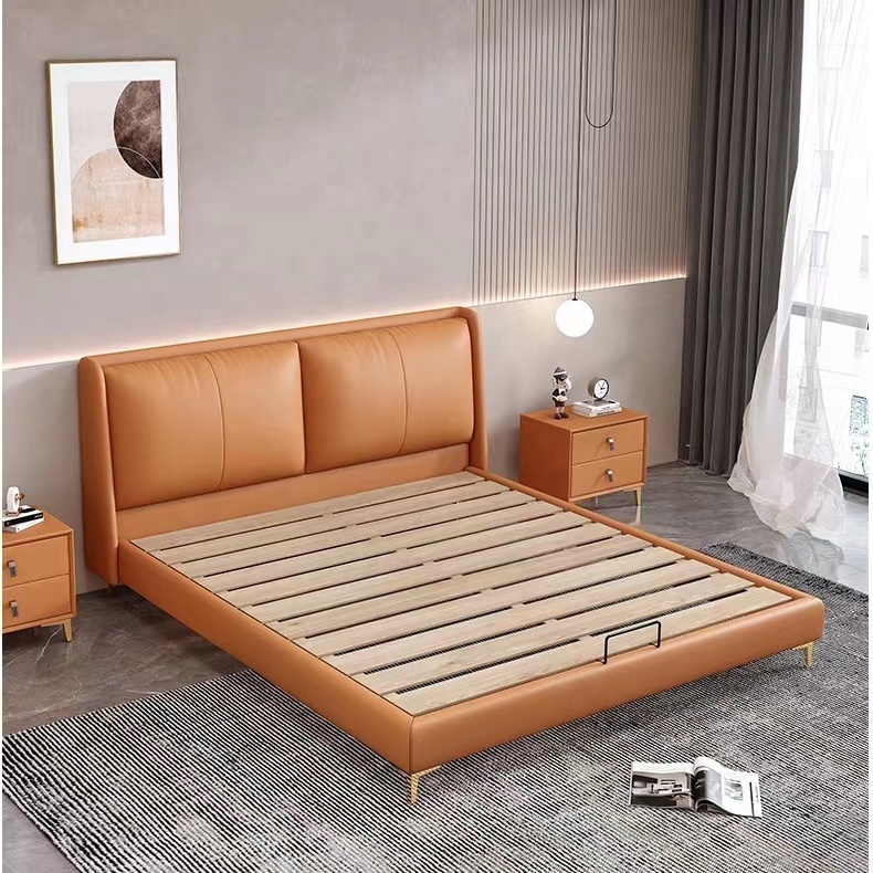 Bedroom Furniture Genuine leather Cheap Hotel Furniture Bedroom bed Set