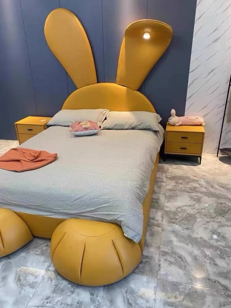 Children Cartoon Upholstered  Bed Kids Lovely Single Kids children bed room set