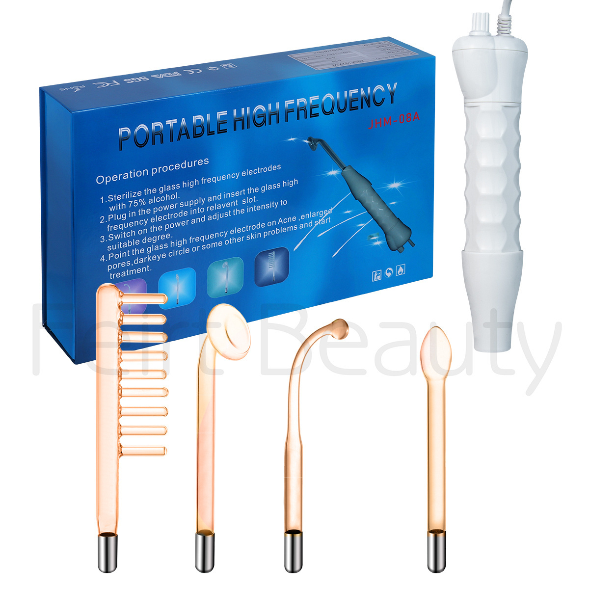 Portable High Frequency Wand 4 in 1 Neon Argon Skin Wand Ozone Treatment Anti Aging With Comb