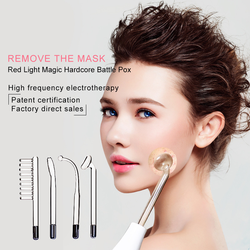 Portable high frequency skin therapy wand facial machine commercial electrotherapy neon argon gas mixed facial wand