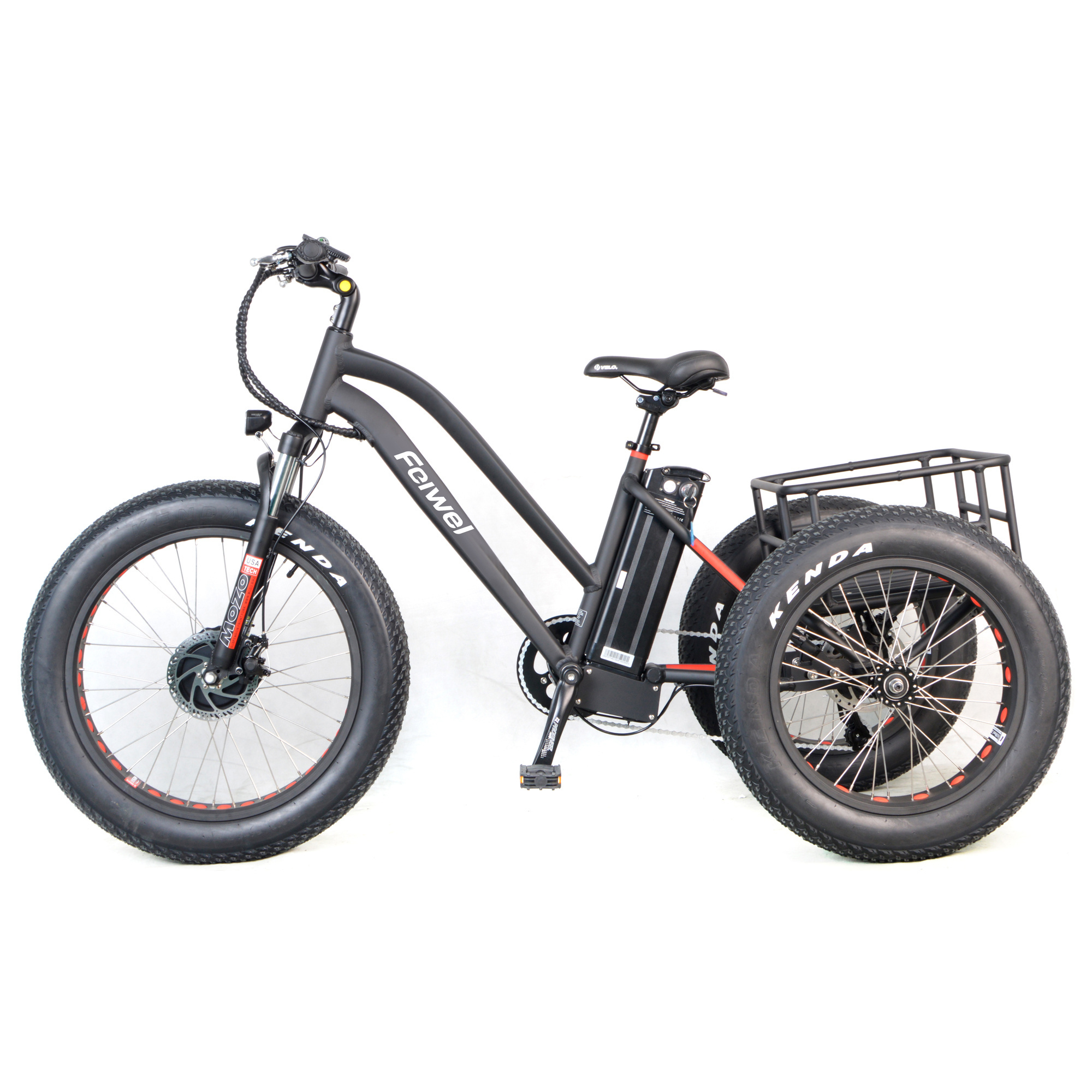 24 inch electric trike Fat tire electric bike 3 wheel Electric Tricycle three wheels adult cargo electric bike with basket