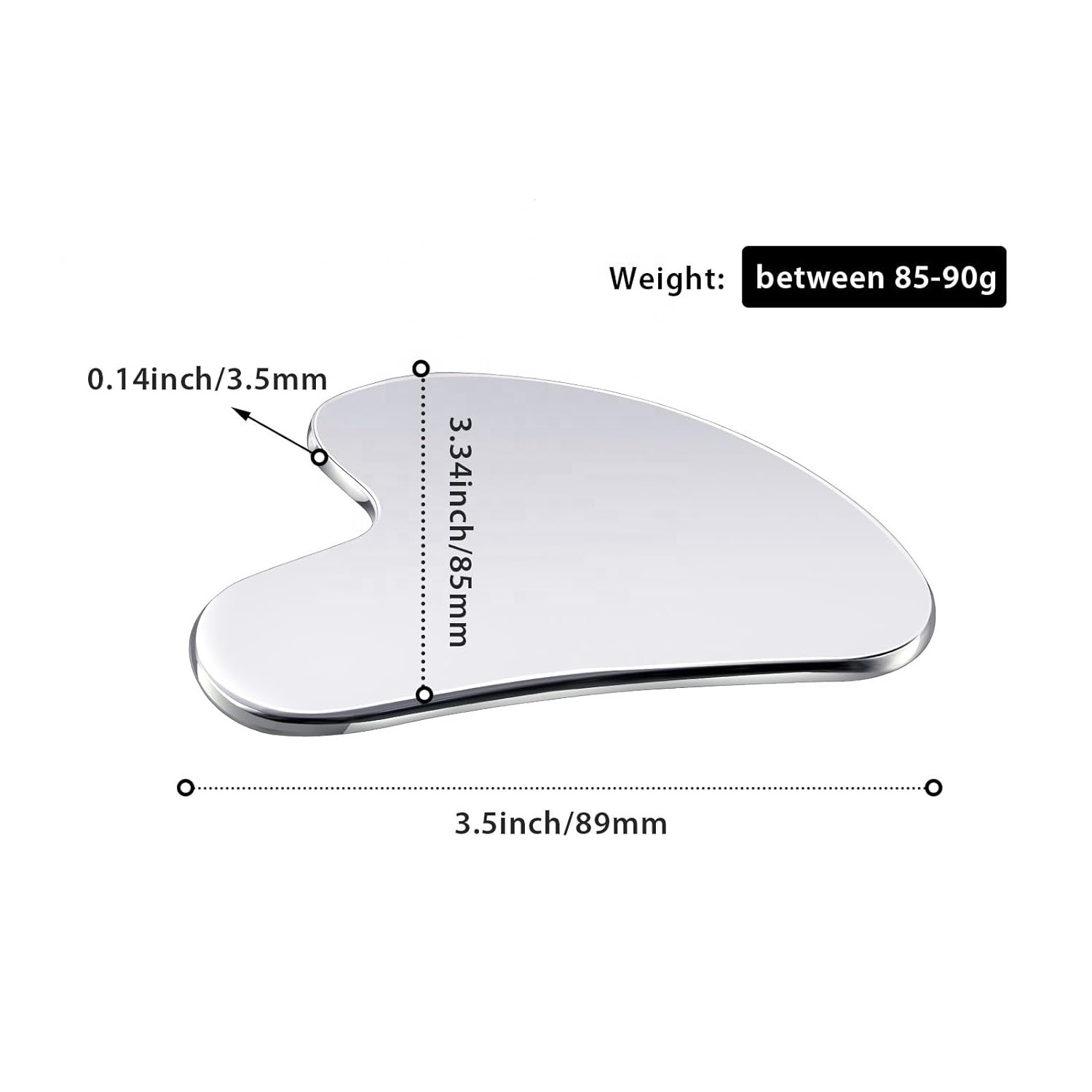 304 Stainless Steel Gua Sha Facial Tool Massage Scraper Guasha Stainless Steel for Face Lifting