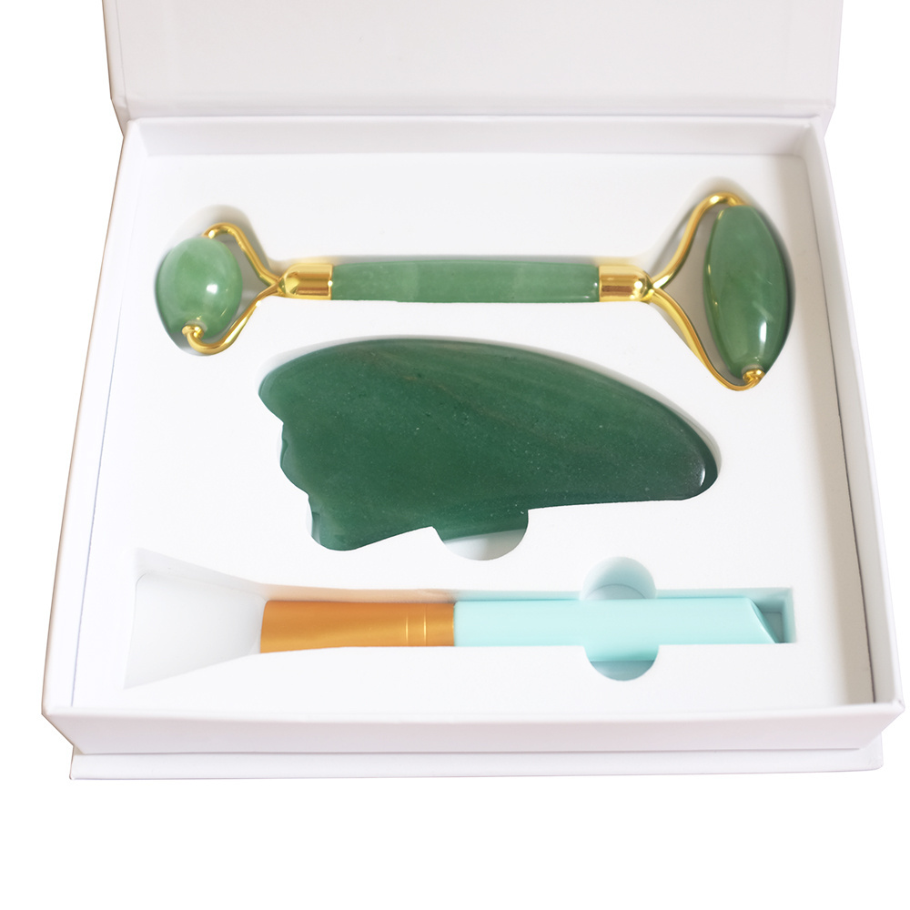 Chinese Facial massage Jade Face Roller and Jade Gua Sha for facial Lift