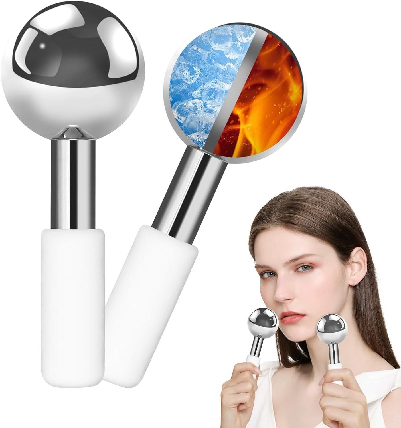 new 2023 products ice roller for face 360 rotating stainless steel ice globe Face ice globes for facial massage