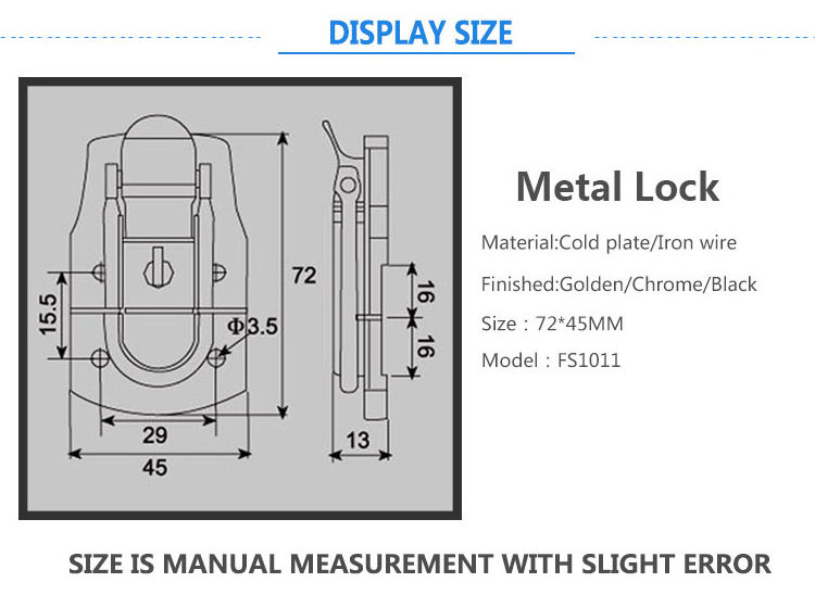 FS-1011 Black Lockable Case Latch, Locking Box Chest Draw Clasp,metal draw catch