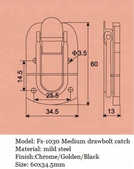 FS-1030 Silver draw latch hardware Lock Latch for Jewelry Case Boxes