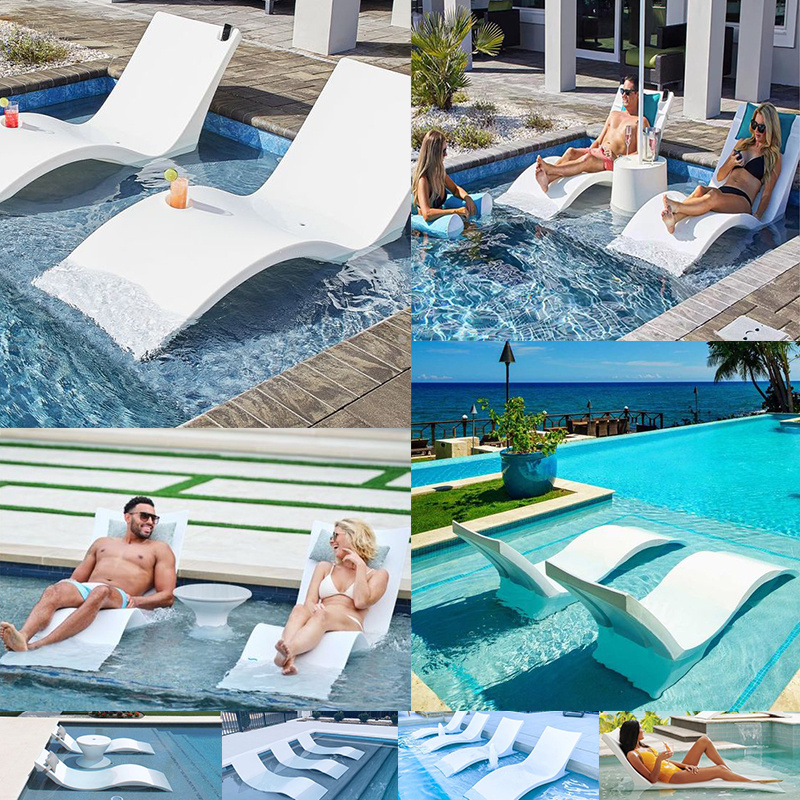 Outdoor furniture frp fiberglass in pool lounger villa courtyard hotel garden swimming pool beach lying sun lounger chairs