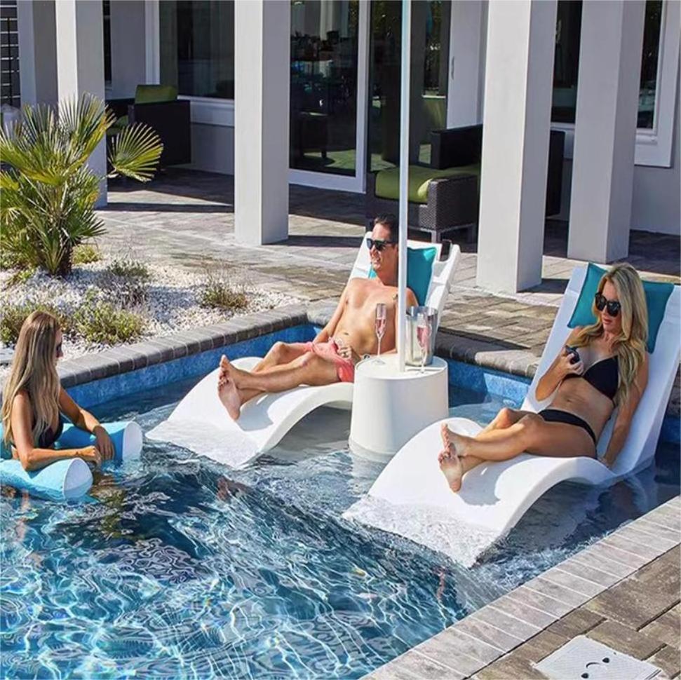 Outdoor furniture frp fiberglass in pool lounger villa courtyard hotel garden swimming pool beach lying sun lounger chairs