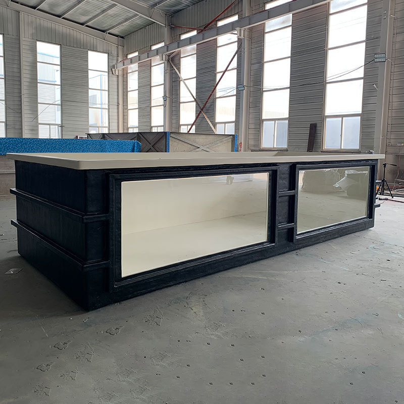 custom size cheap large commercial rectangle outdoor fiberglass aquaculture aquariums fish pond tank with window