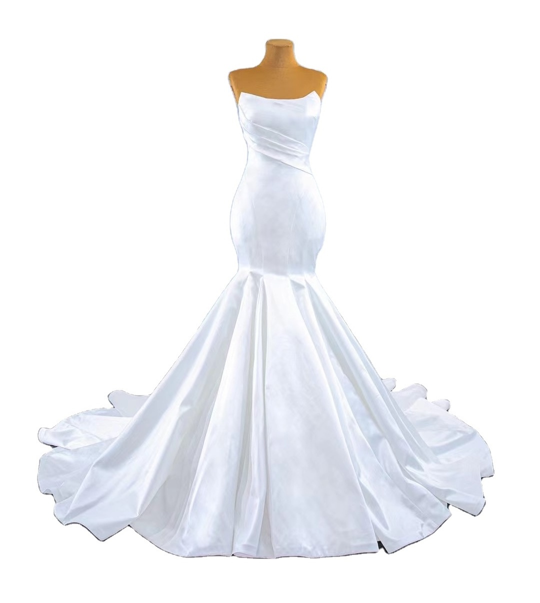 white Wholesale mermaid  ball bridal dress luxury soft satin  mermaid  wedding dress for women ball gowns