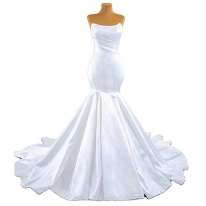 white Wholesale mermaid  ball bridal dress luxury soft satin  mermaid  wedding dress for women ball gowns