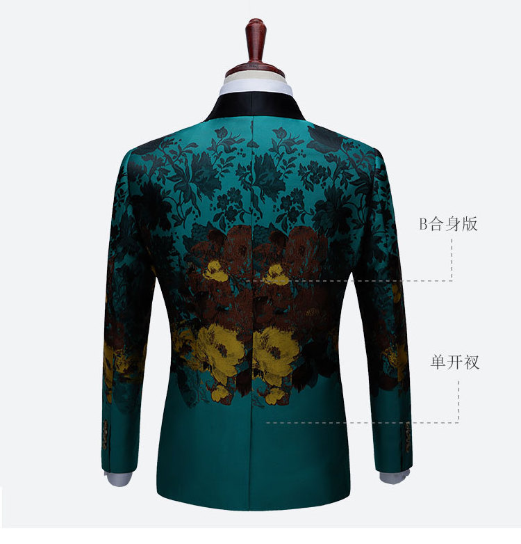 Feishiluo Fashion Latest Casual printed suits for men High Quality for Wedding Party Men Print Suits set 3 pieces jacket vest pa