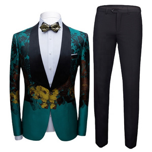 Feishiluo Fashion Latest Casual printed suits for men High Quality for Wedding Party Men Print Suits set 3 pieces jacket vest pa