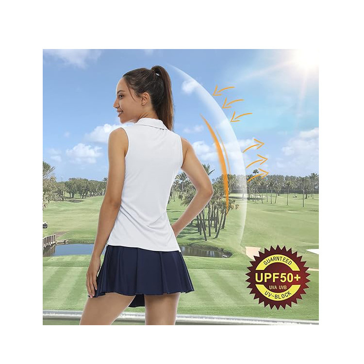 Custom Color Logo Pattern V-neck Slim Fit Female Tennis Wear UPF50+ Tennis Clothes polo women tennis jersey