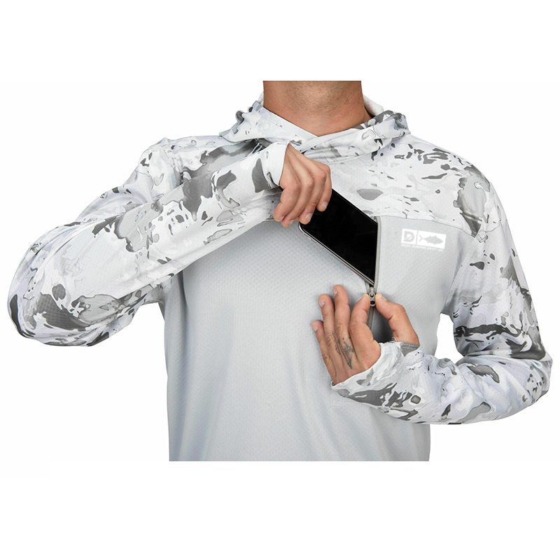 wholesale Camo fishing shirts with hood sublimated long sleeve fishing shirts Marsh wear fishing shirt