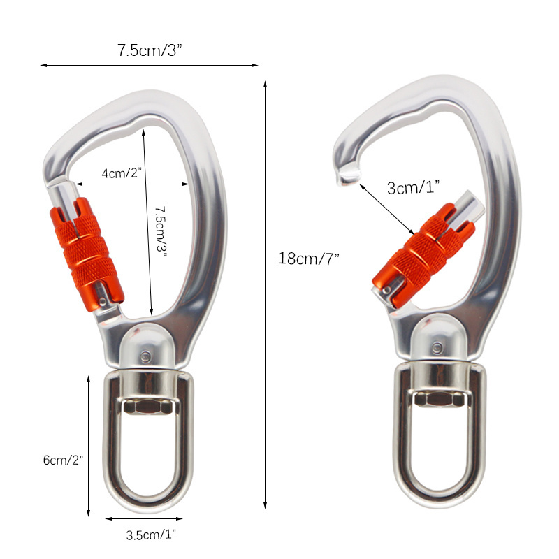 Wholesale 25KN Outdoor  Swivel Climbing Snap Hook Aluminum Carabiner Hooks