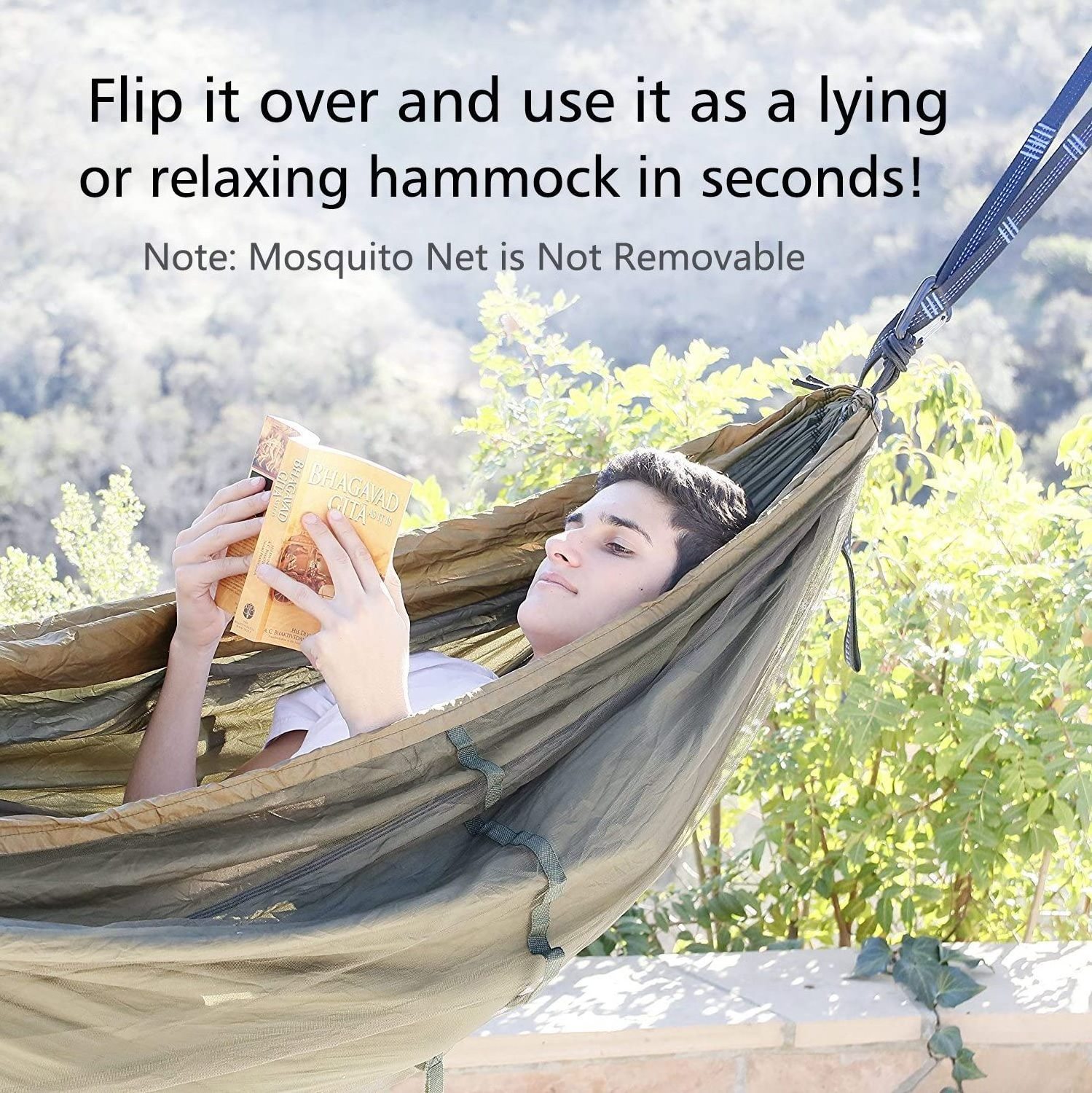 Camping Fabric Hammock with Mosquito Net 1-2 Person Outdoor Travel for Hiking