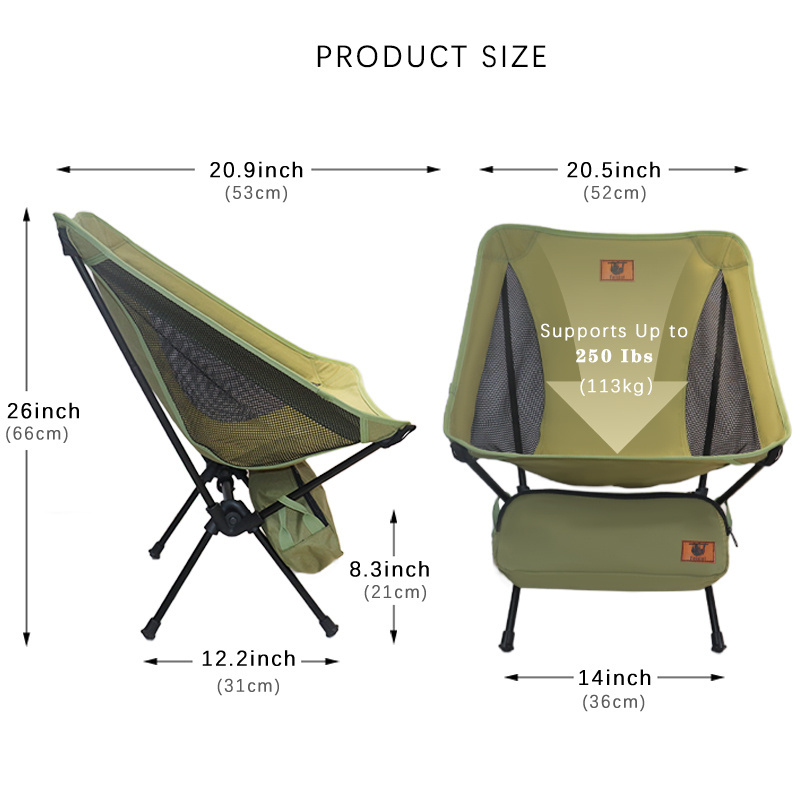 Aluminum Oversized Large Folding Beach Moon Chairs Outdoor Fishing Foldable Camping Chair