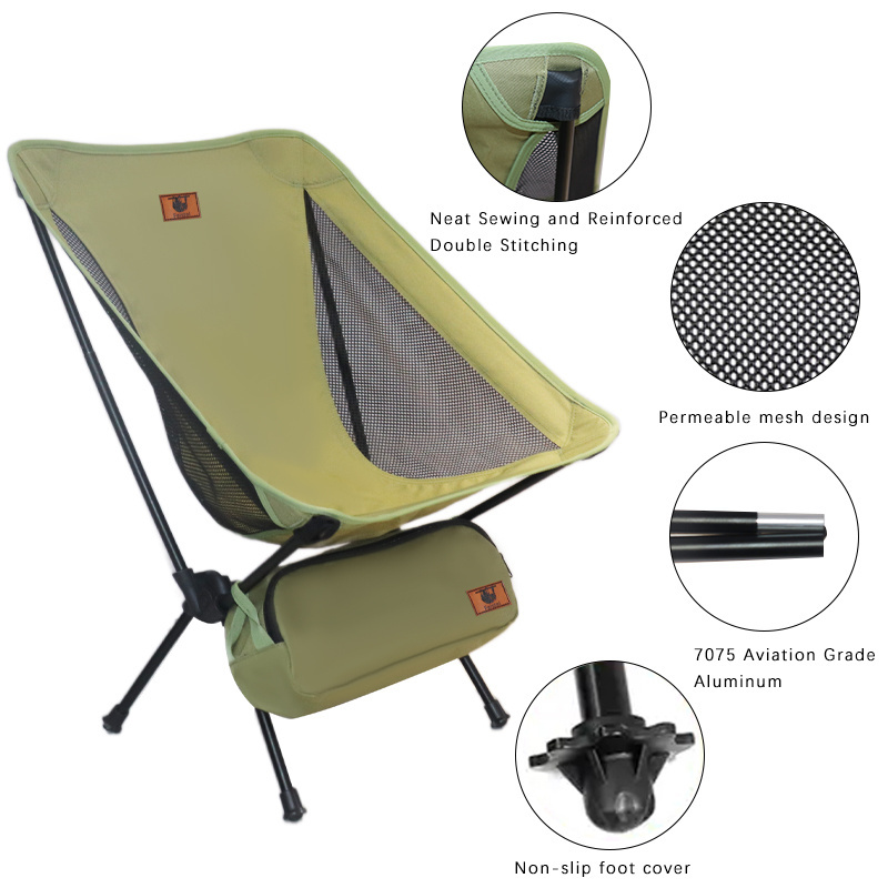 Aluminum Oversized Large Folding Beach Moon Chairs Outdoor Fishing Foldable Camping Chair