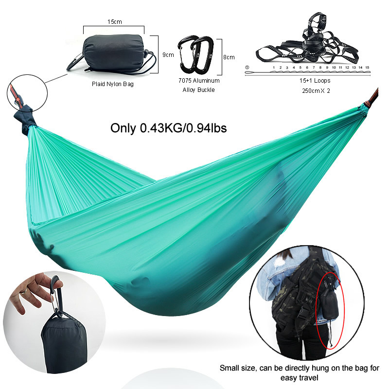 Hammock Outdoor Hot Sale Parachute Trees Adjustable Aluminum Carabiners Swings Folding Amok Hammocks