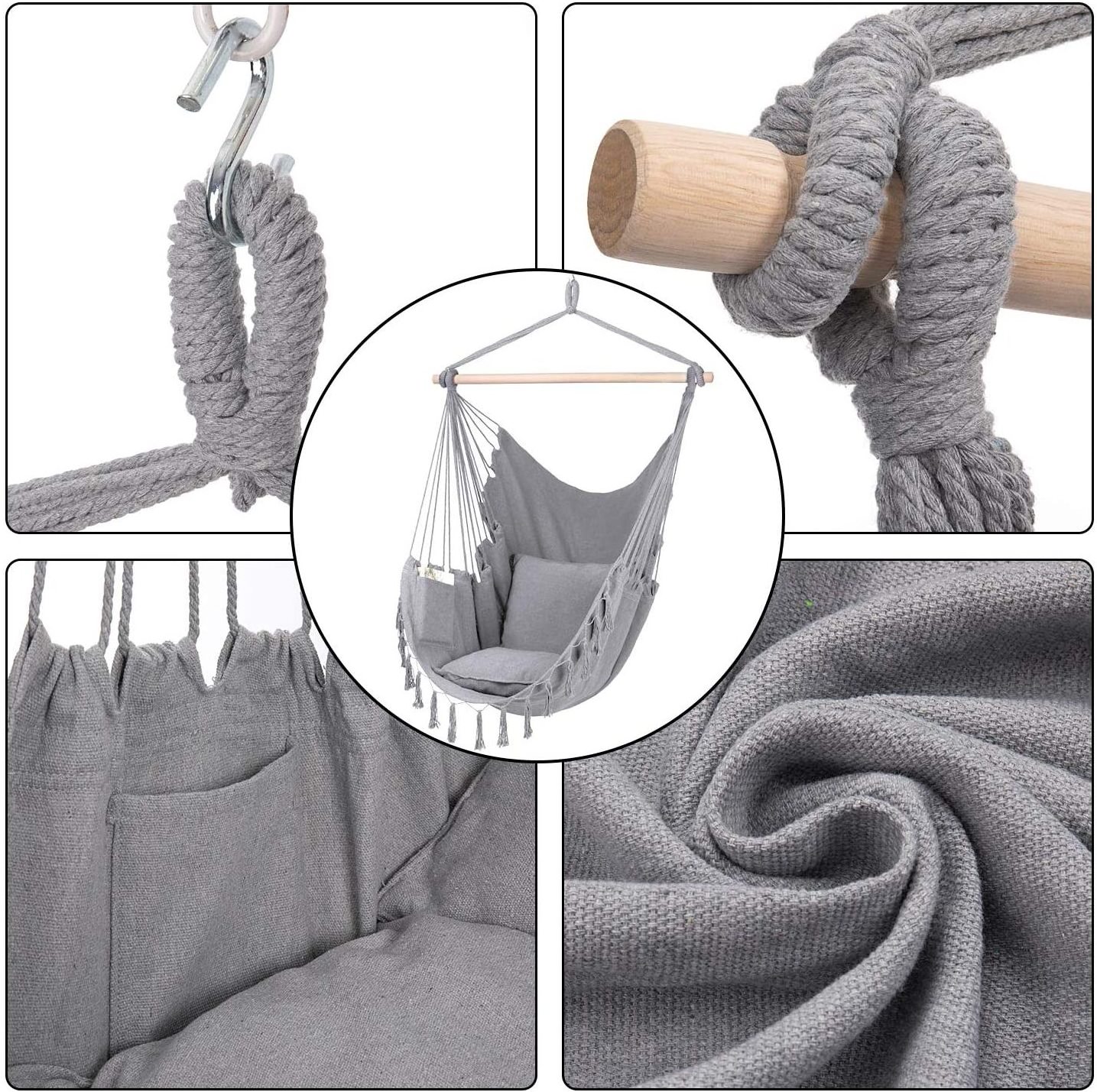 Feistel Hanging Rope Swing Outdoor Indoor hanging chair macrame swing rope round hammock chair