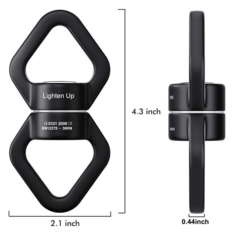 30kN Bearing Swing Swivel Device 360 Rotational Hanging Swivel Hook with 2 Carabiners Connector for Aerial Yoga