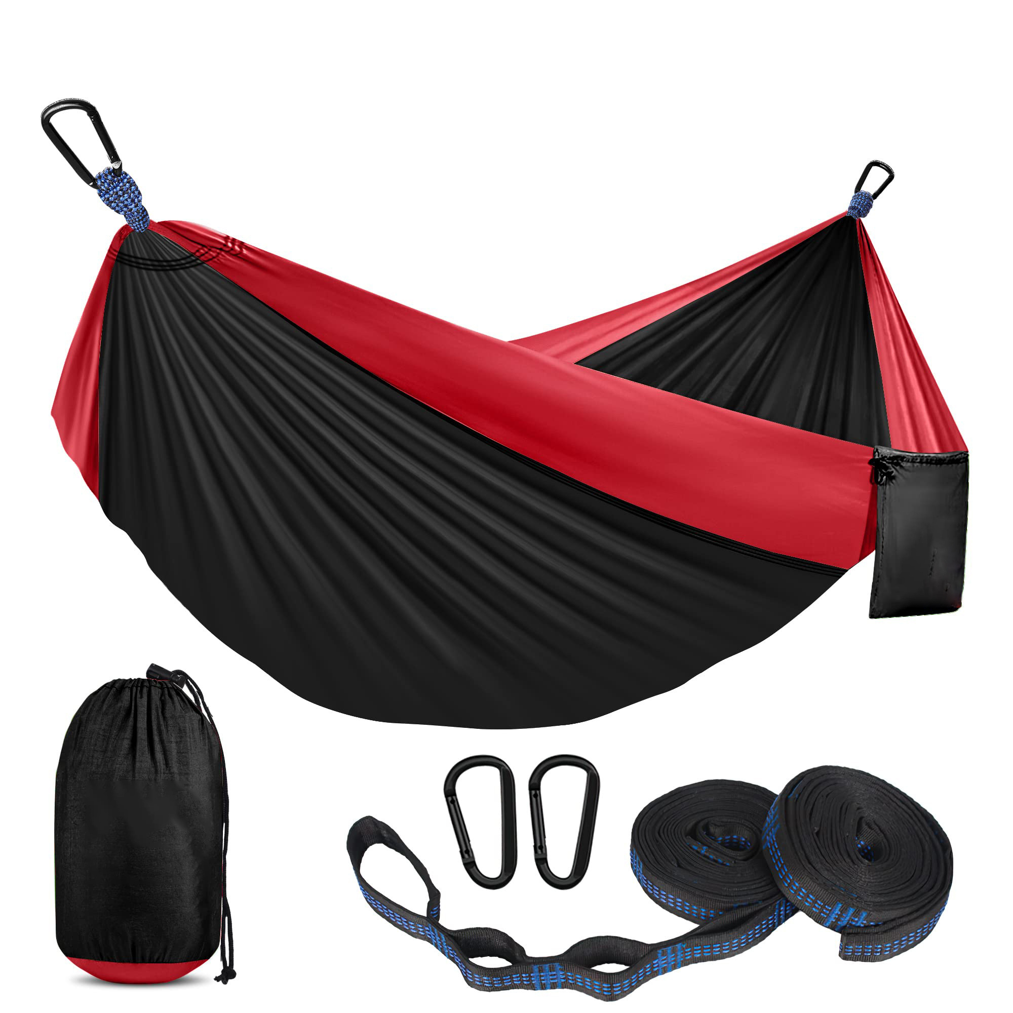 Super Lightweight with Two Tree Straps Portable Nylon 2 Person Folding Hammock Parachute Outdoor Hammock