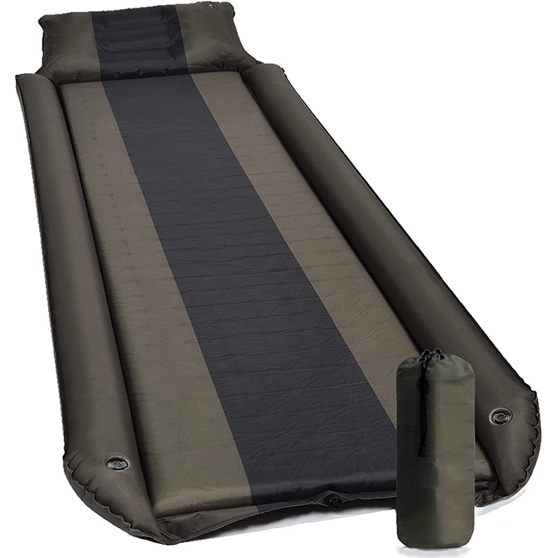 Sleeping Pad w/Armrest & Pillow - Rollover Protection Best Cot-Mats for Tent and Hammock Self-Inflating Camping Mattress