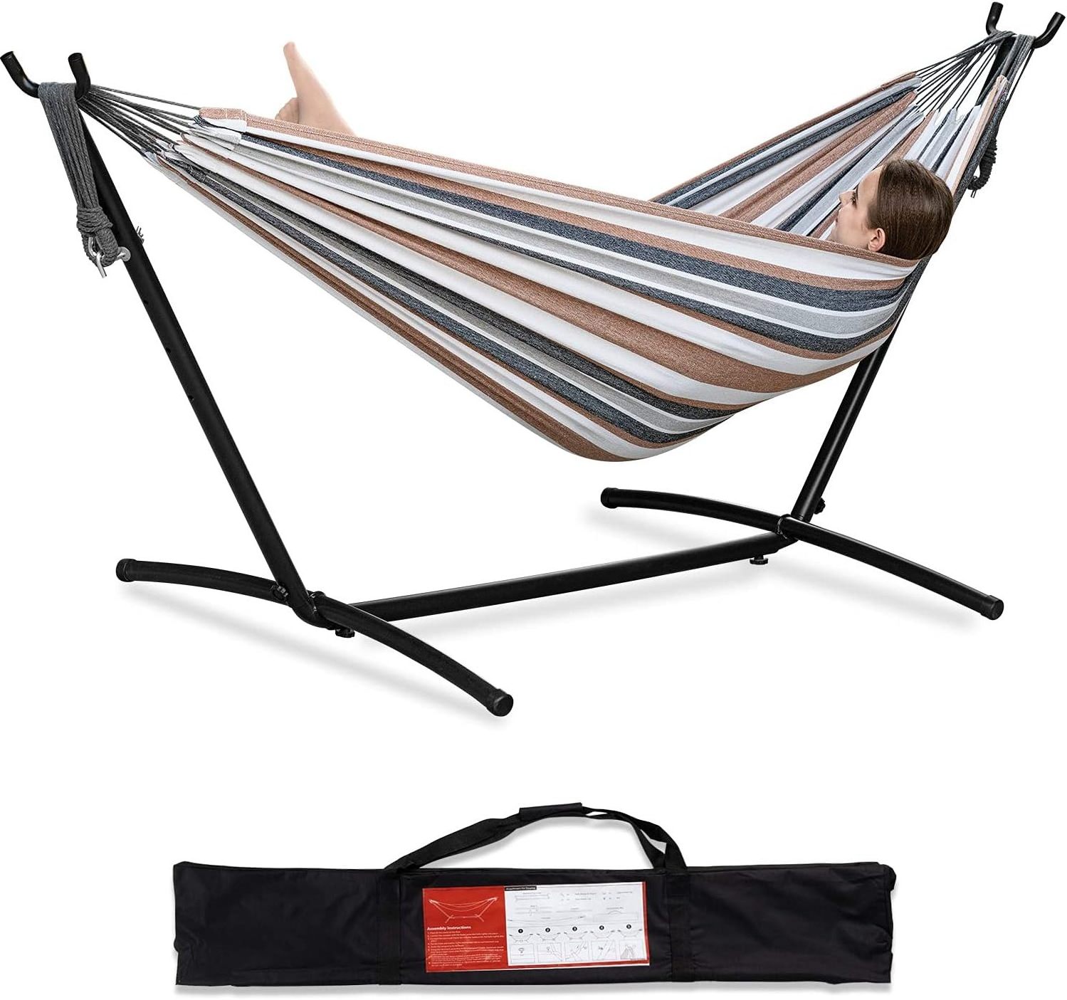 Persons Hammock Portable Hanging Camping Bed with Carrying Bag for Patio, Backyard