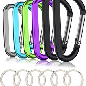 6PCS Carabiner Caribeaner Clip,3" Large Aluminum D Ring Shape Carabeaner Keychain Hook