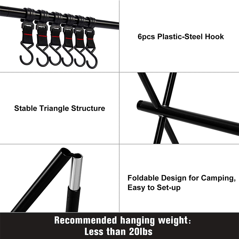 Outdoor Folding Camping lamp rack hanger camping Aluminum Alloy Clothes Storage Hanger Cookware rack for camping