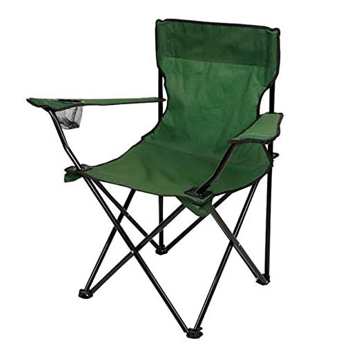 Ultra Lightweight High-back Folding Camping Collapsible Quad Padded Lawn Seat Chair with Armrest and Cup Holder