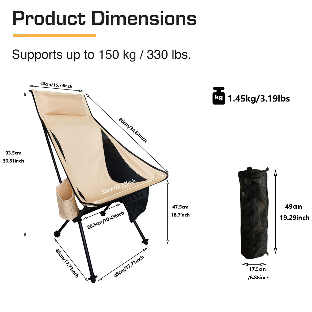 Camping Chair for Outdoor Aluminum Camping Travel Fishing Hiking Ultralight Portable Folding Chair