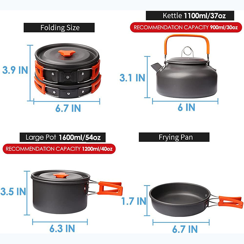 New Arrived High Quality Camping Cookware Mess Kit for Backpacking Gear for Outdoor Camping