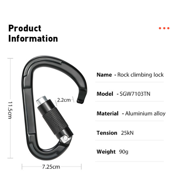 Factory Wholesale CE Certified Auto Lock 25KN Rock Climbing Rope Carabiners