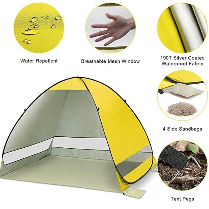 Beach Sun shelter,Easy Pop-Up Instant Beach Tent Anti-UV Mini Automatic Shade Tent Canopy for Outdoor Picnic Beach Camping