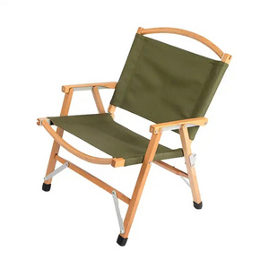 High Quality Solid Wood Kermit chair Outdoor Furniture Beech Foldable Chair Wooden Beach Chair For Camping