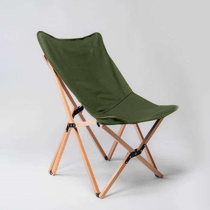 Mountainhiker Portable Wood Beach Chair Butterfly Chair Anti-tear Fabric Folding Outdoor Camping Chair For Fishing Bbq Traveling