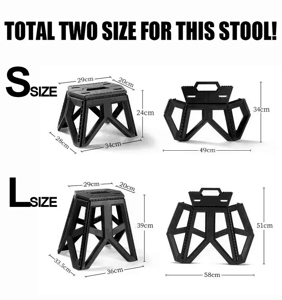 Feistel Premium Heavy Duty Folding Collapsible Camping Step Stool Plastic Portable Chairs for Fishing Hiking Outdoor Gardening